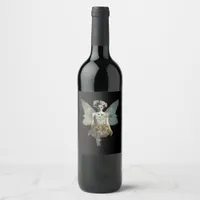 Whimsigoth Zombie Fairy Old Timey Gothic Moody Art Wine Label
