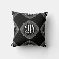 Elegant Goth Initial M Throw Pillow