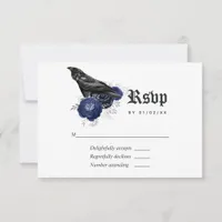 Rustic Floral Raven Gothic Wedding RSVP Card