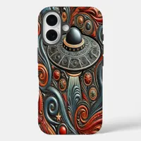 Alien Craft Gliding Through Bright Cosmos iPhone 16 Case