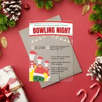 Holiday Bowling Night Santa Hats Acrylic Invitations
