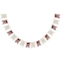 Modern Glitter Dusty Pink Graduation Photo Bunting Flags