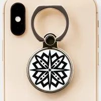 Black and White Star Mandala Phone Ring Stand