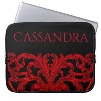 Unique Vintage Swirl Ombre Red Personalized  Laptop Sleeve