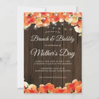 Rustic Wood Lights Poppy Mothers Day Brunch Invitation