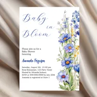 Baby in bloom floral blue boy Baby Shower Invitation