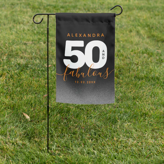 Modern Girly Orange 50 and Fabulous Garden Flag