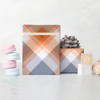 Orange Grey Peach Stripes Pattern Wrapping Paper