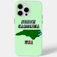 North Carolina Map Outline, Photo & US Flag Text  iPhone 15 Pro Max Case