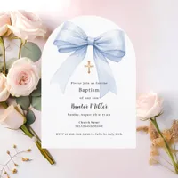 Blue bow boy Baptism arch Invitation