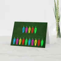 Colorful Merry Christmas Lights Font Holiday Card