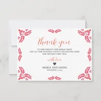 Mexican Talavera Orange Floral Minimalist Wedding Thank You Card