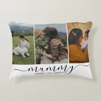 mummy Make Life Grand | 3 Photo Collage Accent Pillow
