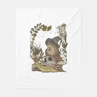 Cottagecore Mushroom Botanical Witchy Frog Goblinc Fleece Blanket