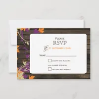 Barn wood Rustic plum leaves fall wedding RSVP