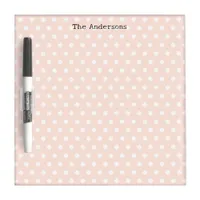 Retro Polka Dot Pattern Peach Custom Name Dry Erase Board