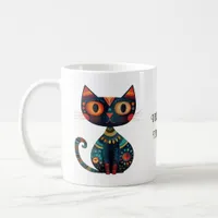 Cute Folk Art Cat "I Don't Shed. I Decorate."  Coffee Mug