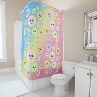 Happy faces in pastel - fun and cute  shower curtain