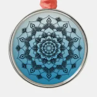 Blue Mandala Abstract Beautiful Christmas Metal Ornament