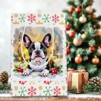 A Sweet Boston Terrier Christmas Medium Gift Bag