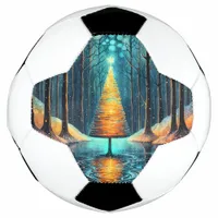 Iridescent Holiday Dream 🎄 Glowing Christmas Tree Soccer Ball