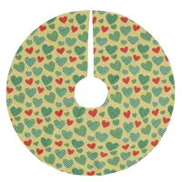 Pattern Filled Hearts Brushed Polyester Tree Skirt