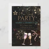 Black stylish NEW YEAR'S Party Invitation