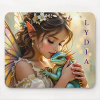 Personalized Fairy and Dragon Mystical  Mouse Pad