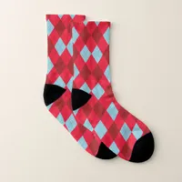 Red Blue & Crimson Christmas Argyle Socks