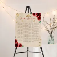 Vintage Quinceañera Alphabetical Seating Chart Foam Board