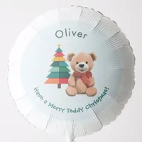 Merry Teddy Christmas Cute Personalized Name Kids Balloon