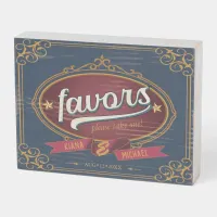 Retro Typography Favors Blue/Gold ID645 Wooden Box Sign