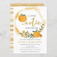 A Little Cutie Is On The Way Orange Baby Shower Invitation