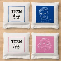 Retro Vibe Pink and Blue Team Boys vs Team Girls  Cornhole Bags