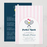 Perfect Match Preppy Tennis Bachelorette Weekend Invitation