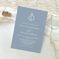 Dusty Blue Nautical Monogram Anchor Wedding Invitation