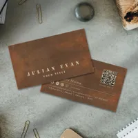  Rustic Brown Iron Steel Bold Stencil Construction Business Card