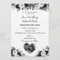 Black and White Photo Template Botanical  Wedding 