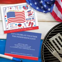 Budget Happy 4th July Red White Blue Invitation