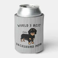 World's Best Dachshund Mom Custom Dog Name Rustic Can Cooler