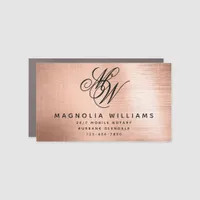 Mobile Notary Rose Gold Foil Monogram Car Magnet