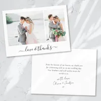 Love and thanks Script Photo Wedding Thank You Card