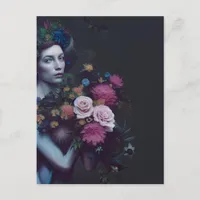 Dark Floral Woman Postcard