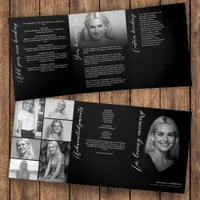 In Loving Memory Script Photo Collage Funeral Tri-Fold Program