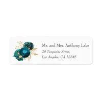 Vintage Turquoise and Gold Floral Wedding Label