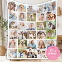Custom Photo Collage 30 Family Friends Pets Dog  Sherpa Blanket
