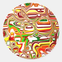 Retro Bubbles Digital Art    Classic Round Sticker