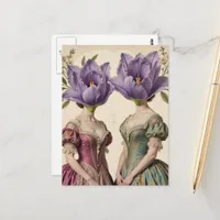 Women With Purple Flower Heads Collage Postcard