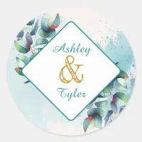 Watercolor Eucalyptus Botanical Wedding   Classic Round Sticker