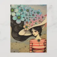 Woman in a Floral Hat Postcard